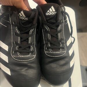 Adidas Kids Black Sneakers with White Stripes BASEBALL